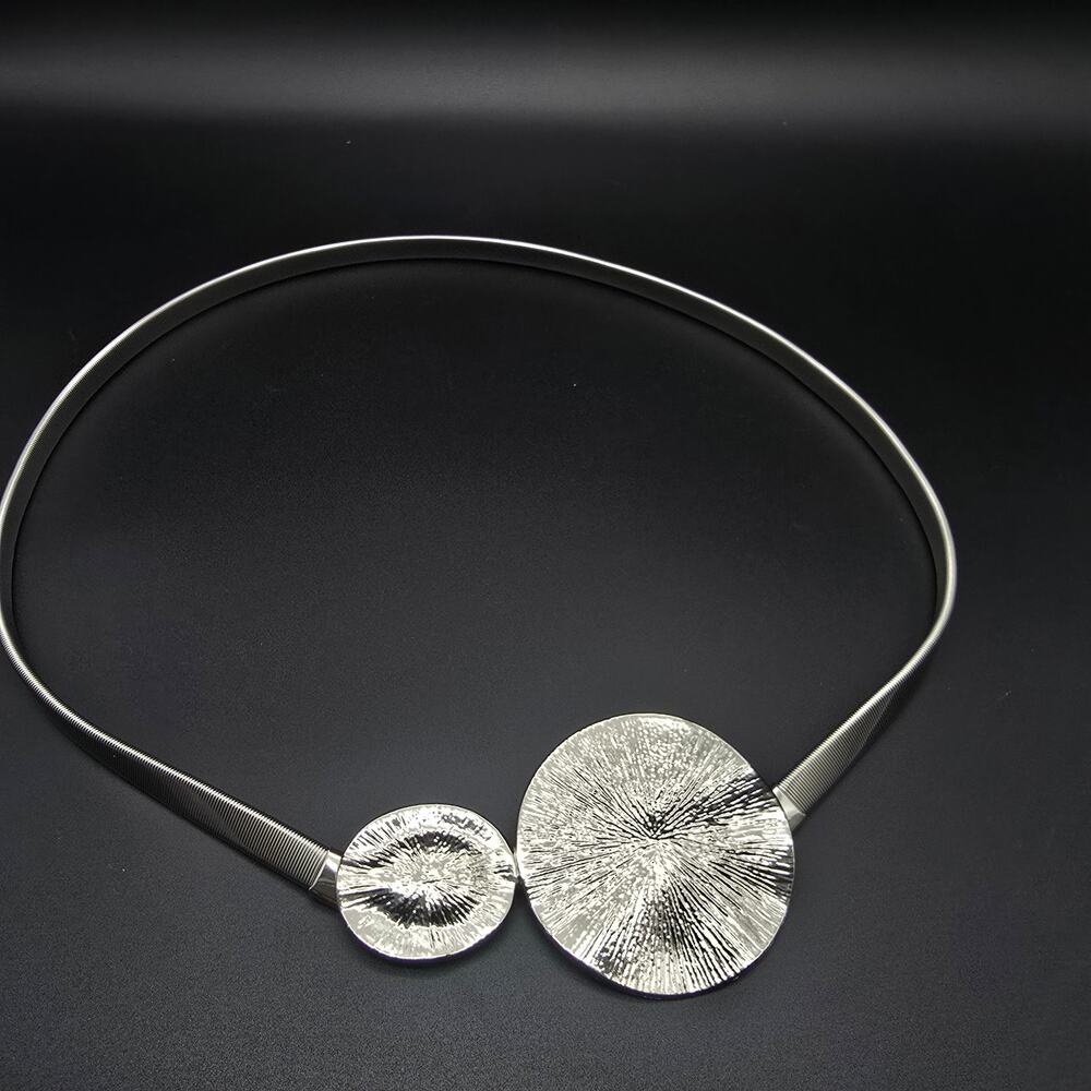 Silver Tone Round Belt Stretch Band Women's Accessory